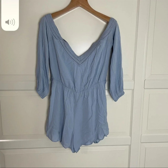 Bardot light blue off the shoulder romper playsuit  9613 - Picture 2 of 11